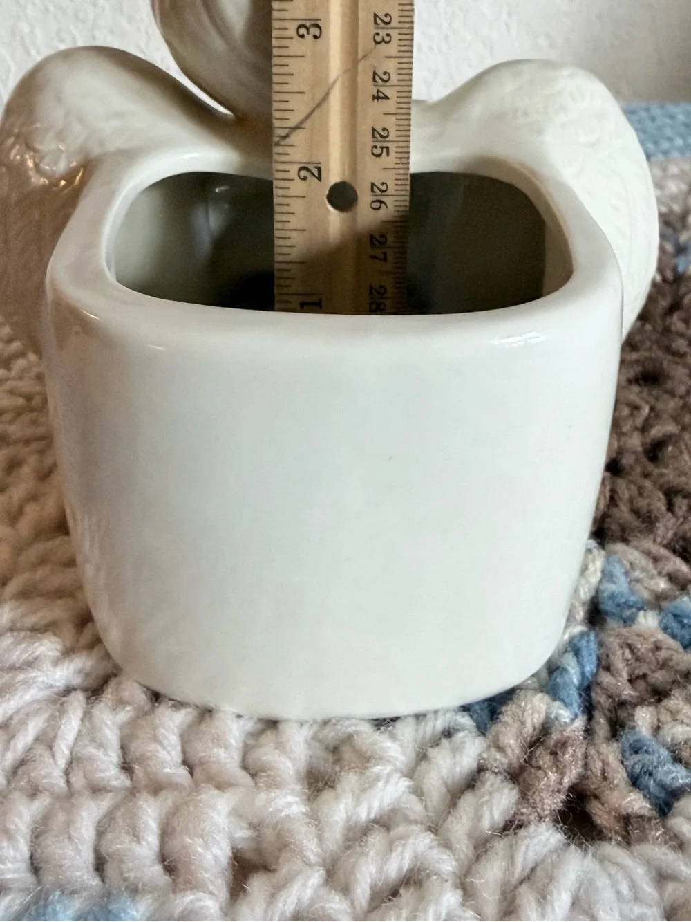 Vintage Ceramic Cherub Angel Holding a Bird Planter